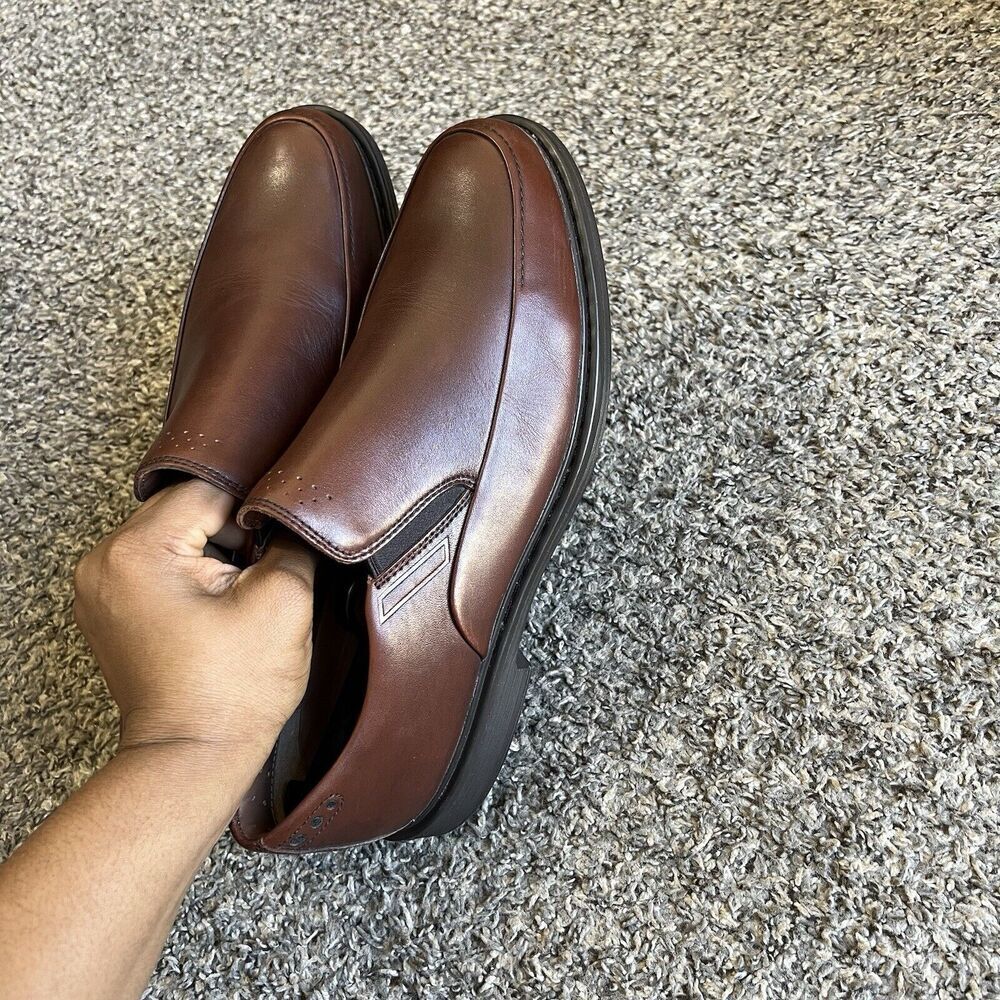 Clarks Active Air Vent Brown Leather Loafers Shoes Mens 9.5 M Slip On Comfort - Picture 3 of 10